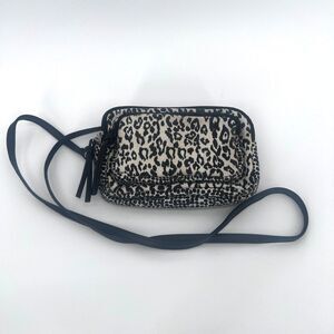 Black & White Leopard Animal Print Crossbody Bag Multi Pouch Sassy Fierce